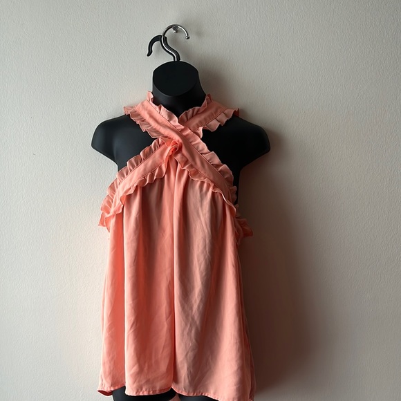 • J. Crew Peach Ruffle Top Blouse New Without Tags - Picture 2 of 10